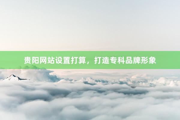 贵阳网站设置打算，打造专科品牌形象