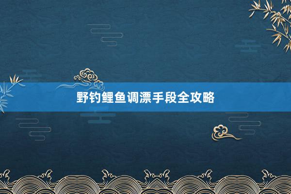 野钓鲤鱼调漂手段全攻略